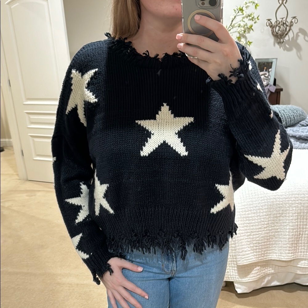 Black Star Pattern Sweater